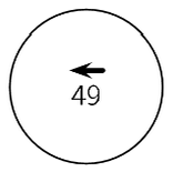 A ball with 49 and a left arrow
