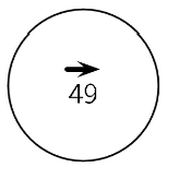 A ball with 49 and a right arrow