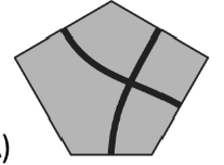 Irregular pentagon with two curved segments