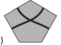 Irregular pentagon with two curved segments
