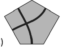 Irregular pentagon with two curved segments
