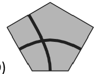 Irregular pentagon with two curved segments