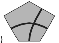 Irregular pentagon with two curved segments