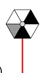 Hexagonal windmill with white top section and black bottom section.