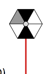 Hexagonal windmill with black top-right section.