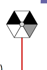 Hexagonal windmill with white top-right section.